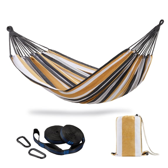 CHULIM Brazilian-Style 2-Person Hammock with Tree Straps,94.5in L x 63in W,450lbs Capacity-Bule Stripe