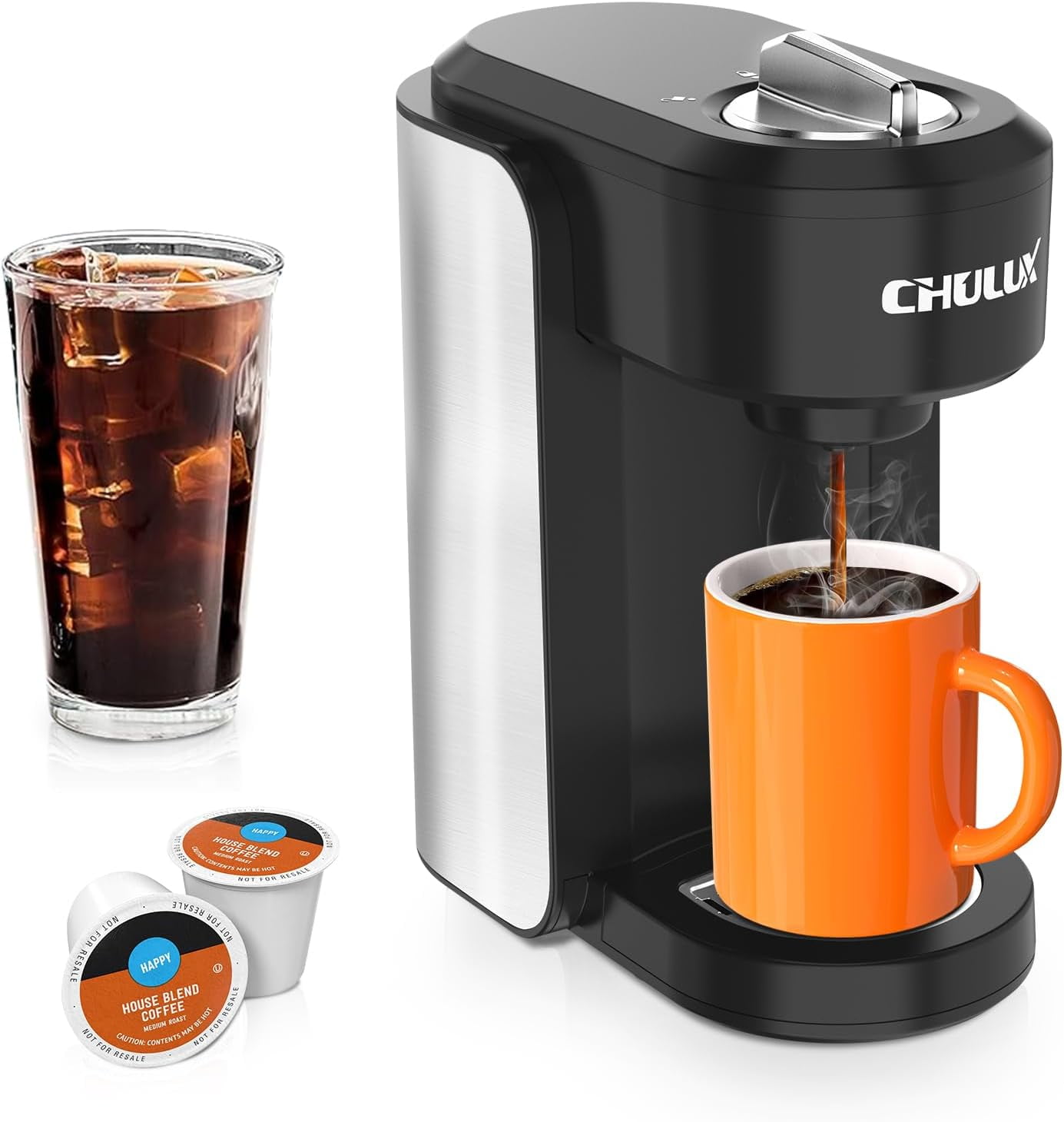 CHULUX 1000W Compact Coffee Maker Single Serve, Instant One Cup Coffee