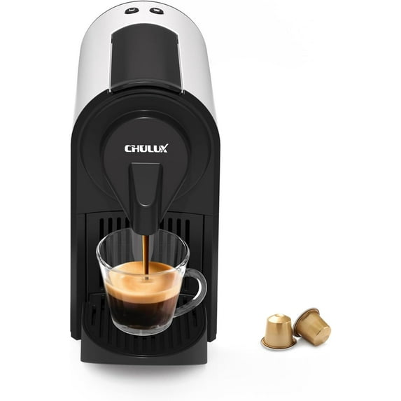 CHULUX Mini Espresso Machine for Nespresso Pod, 20 Bar Single Serve Coffee Maker, 1400W, White