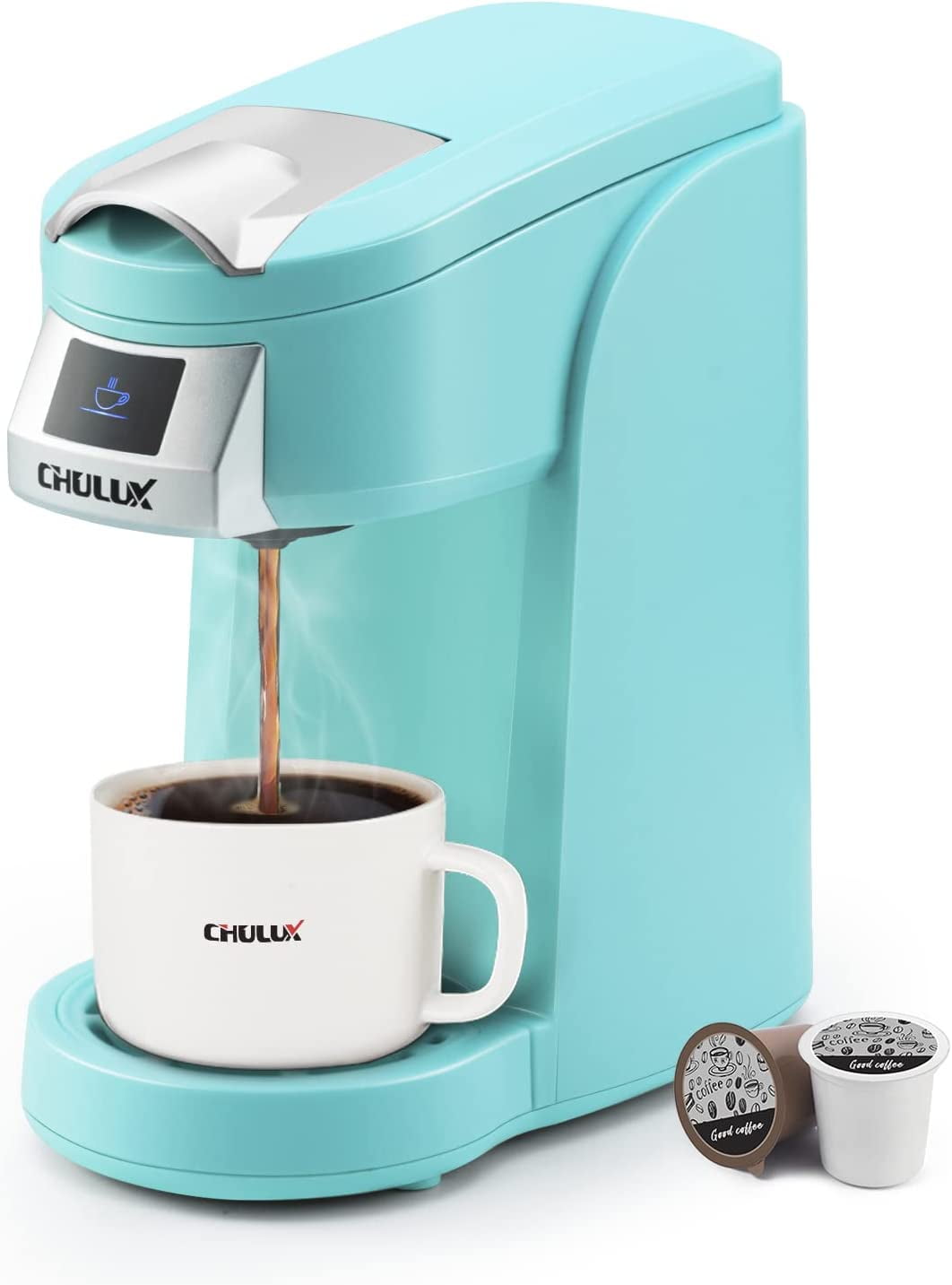 CHULUX Single Cup Coffee Maker for K Pod & Ground Coffee, Single Serve
