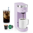 thumbnail image 1 of CHULUX Single Cup Coffee Maker for K Pod & Ground Coffee, Single Serve Coffee Maker Fits 7.3" Travel Mug, Lavender, 1 of 6