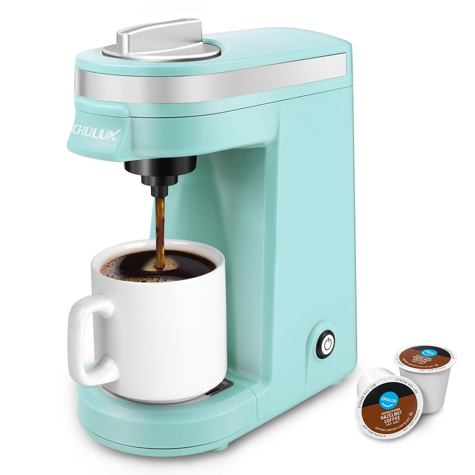 CHULUX Single Serve Coffee Maker, Single Cup Coffee Machine for K pod and Ground Coffee, Cyan