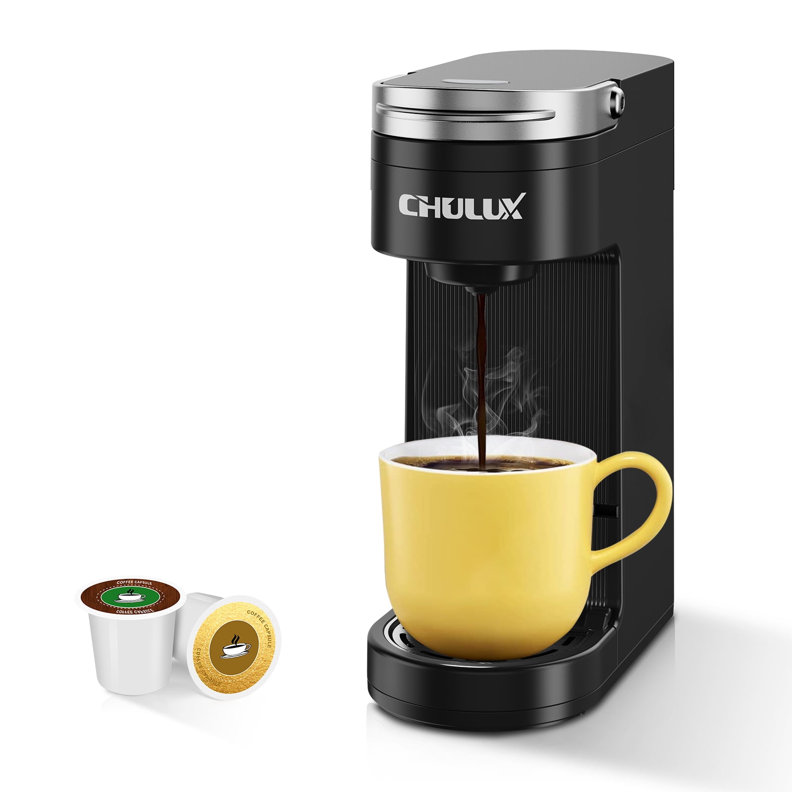 CHULUX Slim Single Serve Coffee Maker for K Cup Pods & Ground Coffee