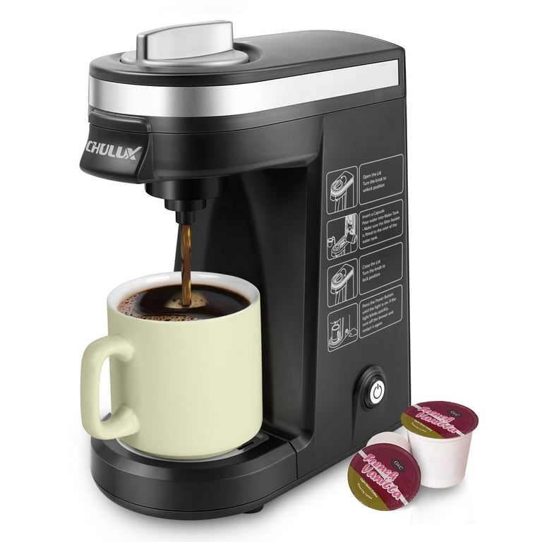 CHULUX Single Serve Coffee Maker KCUP Pod Coffee Brewer, Single Cup Coffee  Machine Mini 3 in 1 for K CUP Ground Coffee Tea Filter, One Cup Coffee Make,Coffee  Maker