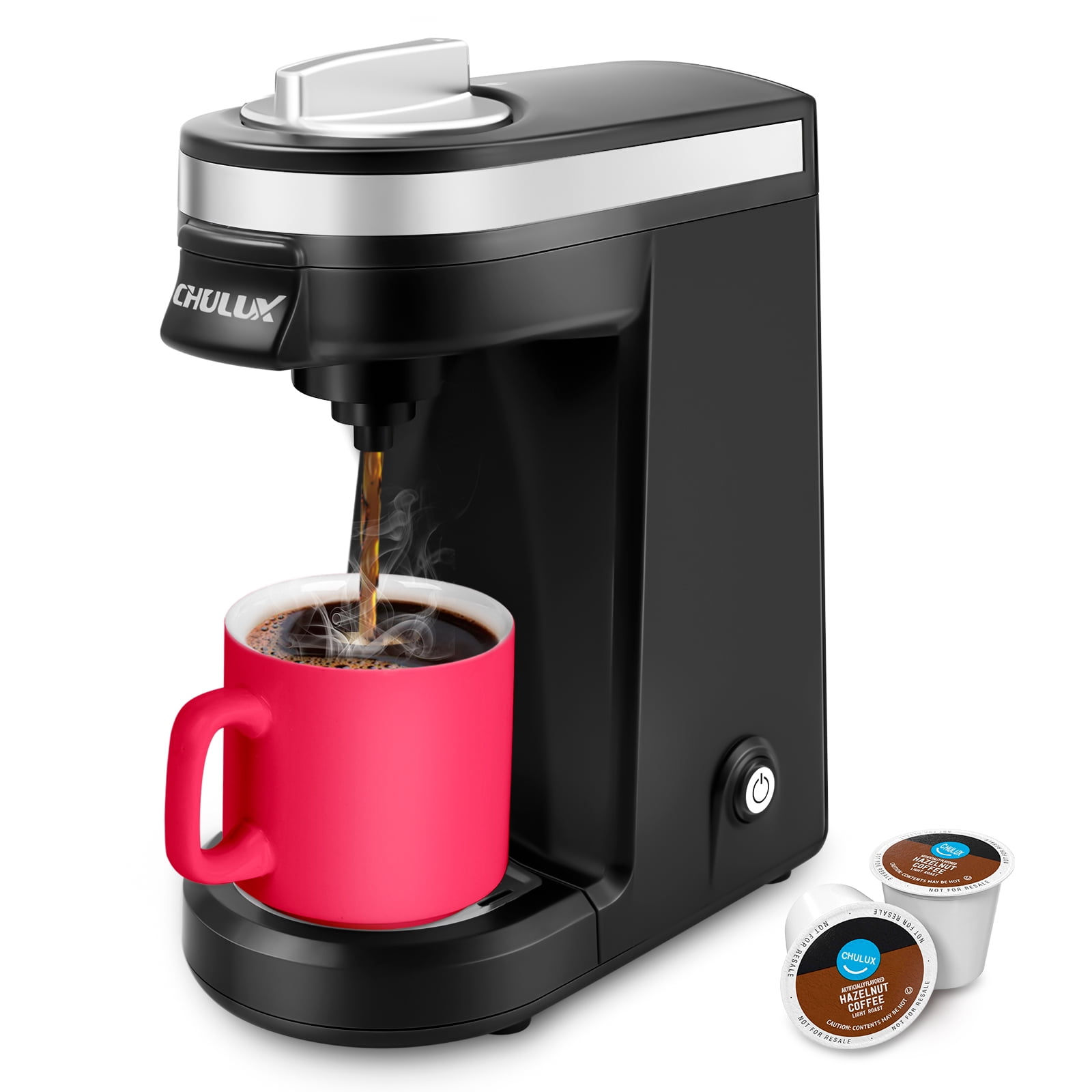 CHULUX Small Single Serve One Cup Travel Coffee Maker Machine for K-Cup Capsule & Ground Coffee, New