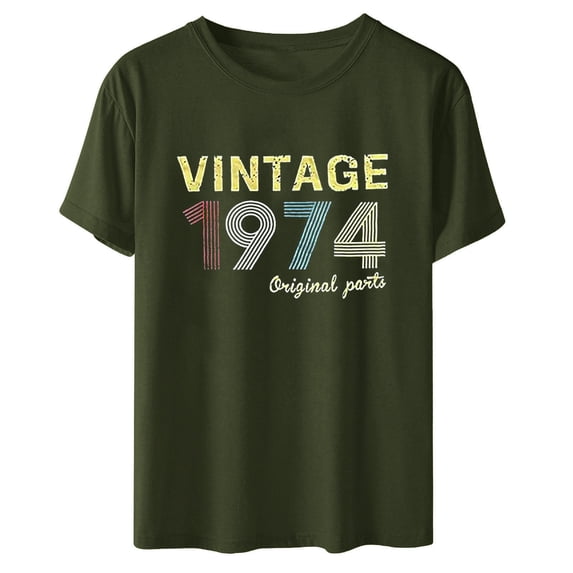 CHUMUD 1974 Vintage Shirt for Women 50th Birthday Gifts Retro Short Sleeve T Shirts Party Funny Tees