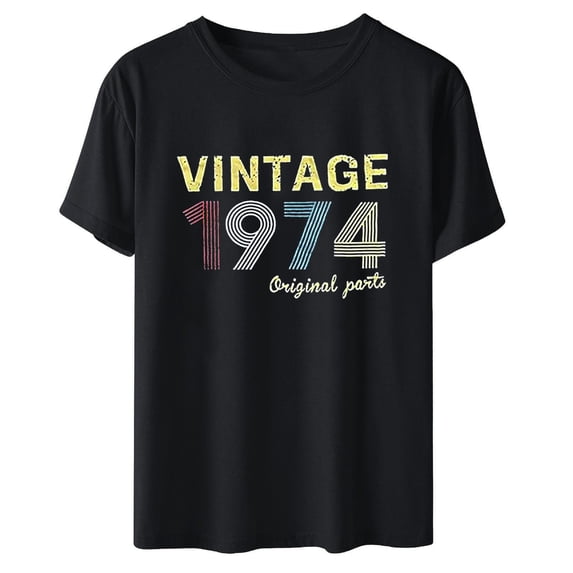 CHUMUD 1974 Vintage Shirt for Women 50th Birthday Gifts Retro Short Sleeve T Shirts Party Funny Tees