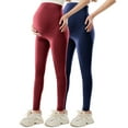 thumbnail image 1 of CHUMUD 2 Packs Women's Maternity Leggings Over The Belly Pregnancy Active Wear Workout Yoga Tights Pants, 1 of 6