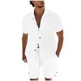 thumbnail image 1 of CHUMUD 2 Piece Sets for Men Button Down Collared Short Sleeve Shirts and Drawstring Shorts Textured Tracksuit Walking Suits Summer Trendy Casual Outfits, 1 of 9