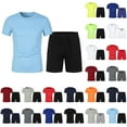 thumbnail image 1 of CHUMUD 2 Piece Sets for Men Crew Neck Short Sleeve T Shirts and Drawstring Shorts Mesh Set Workout Clothes Athletic Set Basketball Football Training Running Gym Summer Trendy Casual Outfits, 1 of 6