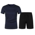 thumbnail image 1 of CHUMUD 2 Piece Sets for Men Crew Neck Short Sleeve T Shirts and Drawstring Shorts Mesh Set Workout Clothes Athletic Set Basketball Football Training Running Gym Summer Trendy Casual Outfits, 1 of 6