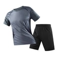 thumbnail image 1 of CHUMUD 2 Piece Sets for Men Dry Fit Crew Neck Short Sleeve T Shirts and Eastic Waisted Shorts Workout Clothes Athletic Set Basketball Football Running Gym Summer Outfits (Avail for Big and Tall), 1 of 7