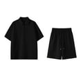 thumbnail image 1 of CHUMUD 2 Piece Sets for Men Half Button Collared Short Sleeve Shirts and Drawstring Shorts with Pockets Workout Clothes Athletic Set Running Gym Summer Trendy Casual Outfits (Avail for Big and Tall), 1 of 7