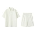 thumbnail image 1 of CHUMUD 2 Piece Sets for Men Half Button Collared Short Sleeve Shirts and Drawstring Shorts with Pockets Workout Clothes Athletic Set Running Gym Summer Trendy Casual Outfits (Avail for Big and Tall), 1 of 7