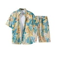 thumbnail image 1 of CHUMUD 2 Piece Sets for Men Summer Outfits Hawaiian Matching Set Tracksuit Tropical Graphic Button Down Collared Short Sleeve Shirts and Drawstring Shorts Casual Beach Vacation, 1 of 5