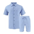 thumbnail image 1 of CHUMUD 2 Piece Sets for Men Button Down Collared Short Sleeve Shirts and Eastic Waisted Shorts Walking Suits Summer Trendy Casual Outfits, 1 of 5