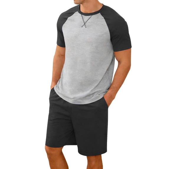 CHUMUD 2 Piece Sets for Men Summer Outfits Pajama Sets Short Sleeve T Shirts and Shorts Lounge Sets PJ Sleepwear (Avail for Big and Tall)