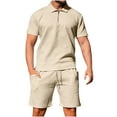 thumbnail image 1 of CHUMUD 2 Piece Sets for Men Summer Outfits Sweat Suits Set Tracksuit Short Sleeve Casual Jacquard Sweatshirt & Loose Shorts, 1 of 9