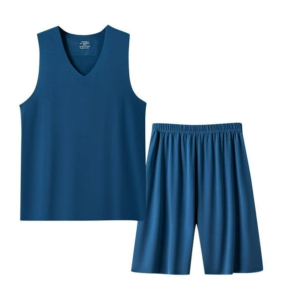 CHUMUD 2 Piece Sets for Men Summer Outfits Workout Tank Tops Sleeveless Mesh Muscle Gym Shirt Quick Dry Elastic Waisted Shorts Tracksuits