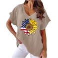 thumbnail image 1 of CHUMUD 4th of July Shirts for Women American Flag Sunflower Graphic Tee USA Red White Blue Top Patriotic Short Sleeve V Neck T Shirt (Avail for Plus Size), 1 of 6