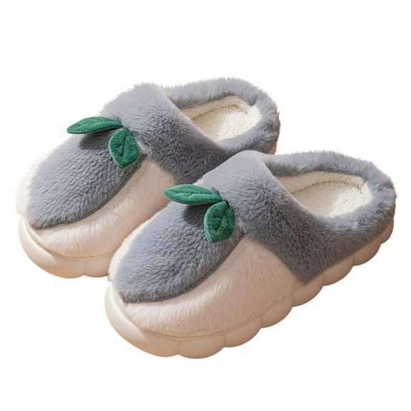 CHUMUD Adult Cute Plush Slippers Fuzzy Warm House Shoes Lightweight Soft Foldable Flat-soled Indoor Slippers for Men and Women