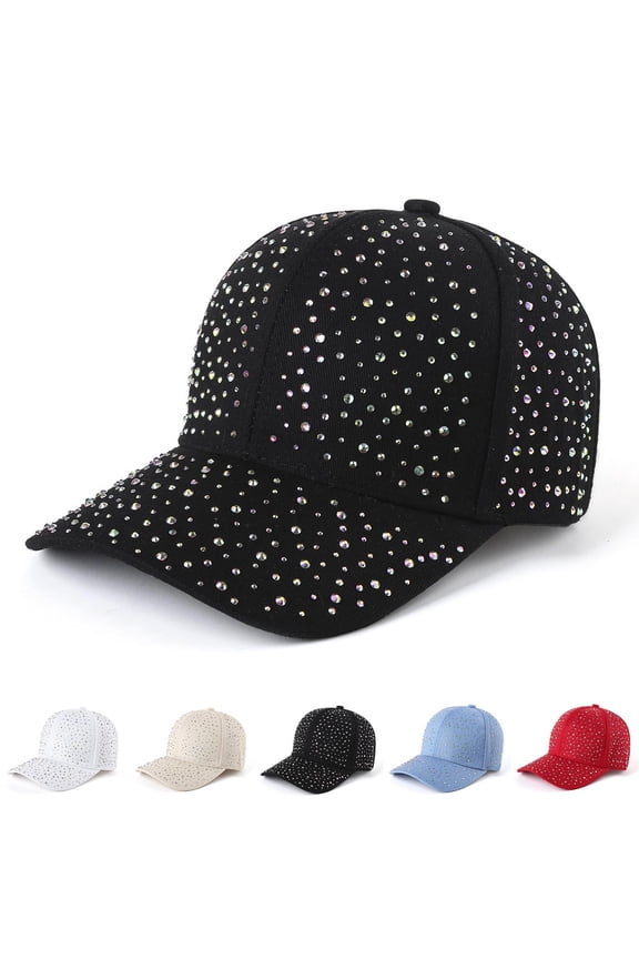 Baseball Cap for Women Cute Bling Sequin Sun Protection Duckbill Hat