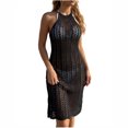 thumbnail image 1 of CHUMUD Beach Cover Ups for Women Crochet Knit Swim Cover-Up Dress, Sleeveless Halter See-Through Tunic Vacation, 1 of 9