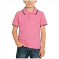 thumbnail image 1 of CHUMUD Boys Back to School Shirts Kids Short Sleeve Collared Polo T-Shirt Front Button Closure Teens Cotton Tops Summer, 1 of 3