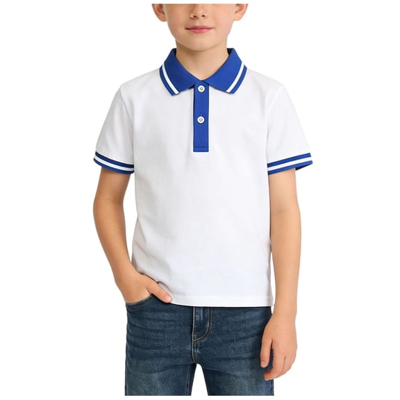 CHUMUD Boys Back to School Shirts Kids Short Sleeve Collared Polo T-Shirt Front Button Closure Teens Cotton Tops Summer
