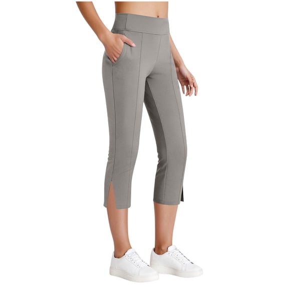 CHUMUD Capri Leggings for Women Petite High Waisted Stretchy Leggings with Pockets Tummy Control Yoga Pants