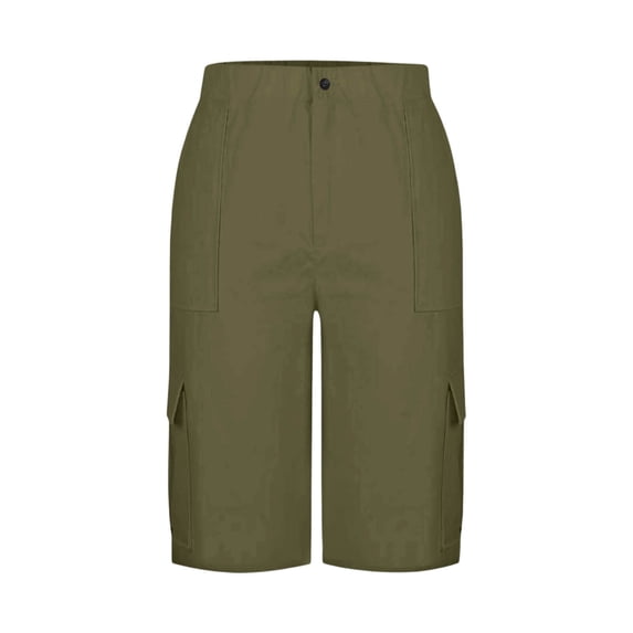CHUMUD Cargo Shorts for Women High Waist Button Elastic Work Shorts Multi Pockets