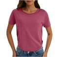 thumbnail image 1 of CHUMUD Cotton Basic T Shirts for Women Crew Neck Short Sleeve Summer Shirts Solid Loose Fit T-shirt Plain Work Tops, 1 of 7