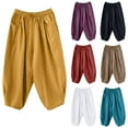 thumbnail image 1 of CHUMUD Cotton Linen Pants Women Wide Leg Palazzo Summer Pants Beach Vacation Clothes Elastic Waist Travel Baggy Lantern Trousers with Pockets, 1 of 9