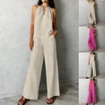 thumbnail image 1 of CHUMUD Cotton Linen Two Piece Sets for Women Summer Outfits Sleeveless Halter Tank Top Wide Leg Pants Trousers Casual Beach Vacation, 1 of 8