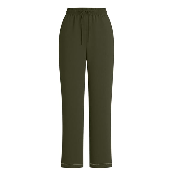 CHUMUD Cotton Soft Wide Leg Pants for Petite Women High Waist Casual Relaxed Straight Leg Baggy Pants with Pockets