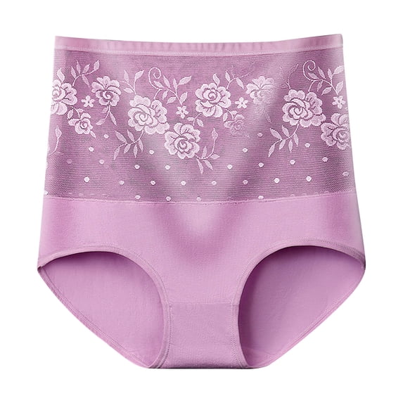 CHUMUD Cotton Underwear for Women High Waisted Full Coverage Briefs Soft Ladies Lace Floral Tummy Control Panties