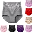 thumbnail image 1 of CHUMUD Cotton Underwear for Women High Waisted Full Coverage Briefs Soft Ladies Lace Floral Tummy Control Panties, 1 of 3