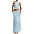 thumbnail image 1 of CHUMUD Dressy Skirt Sets for Women 2 Piece Outfits Summer Matching Set Sleeveless Halter Crop Tank Top Drawstring Maxi Skirts Casual Ruffle Evening Party Set, 1 of 7