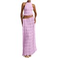 thumbnail image 1 of CHUMUD Dressy Skirt Sets for Women 2 Piece Outfits Summer Matching Set Sleeveless Halter Crop Tank Top Drawstring Maxi Skirts Casual Ruffle Evening Party Set, 1 of 7