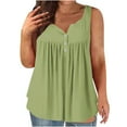 thumbnail image 1 of CHUMUD Elder Womens Plus Size Loose Fit Tank Tops Sleeveless Henley Pleated Summer Casual Top, 1 of 5
