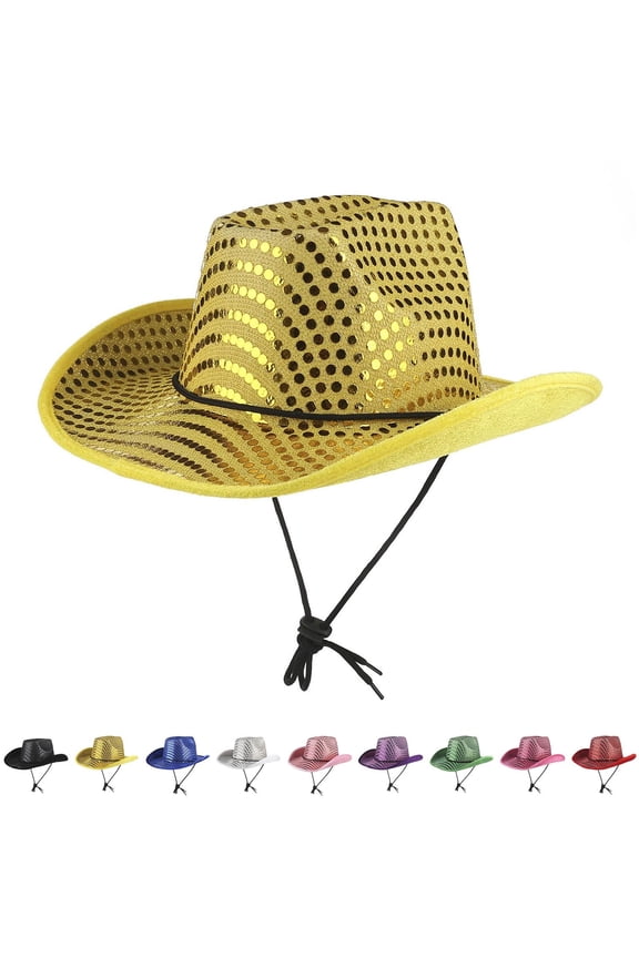 Fashionable Cowboy Hat Light Up Glitter Cowboy Hat Sequin Space Cowgirl Hat for Women Men