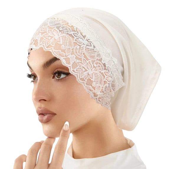 CHUMUD Fashionable Muslim Inner Hijab Caps for Women Lace Under Hijab Caps Stretchy Full Cover Undercap