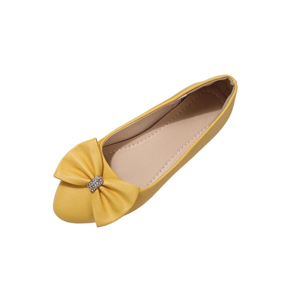 CHUMUD Flats for Women Bow Decor Square Toe Ballet Flats, Casual Slip-On Comfortable Dressy Shoes, Lightweight Office Work Flats