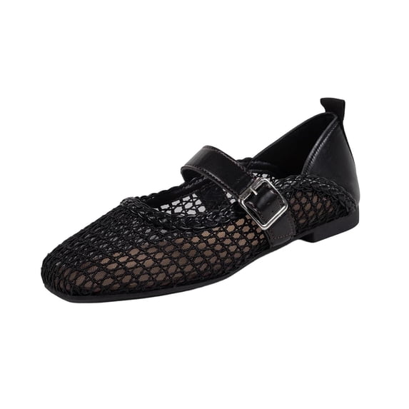 CHUMUD Flats for Women Mesh Hollow Out Mary Jane Ballet Flats, Casual Slip-On Breathable Comfortable Shoes, Lightweight Summer Office Flats