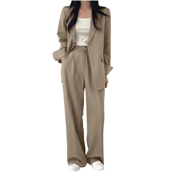 CHUMUD Formal Womens Suits 2 Piece Set Business Casual Blazer Jacket Wide Leg Dress Pants Suits Professional Work Office Outfits Matching Set