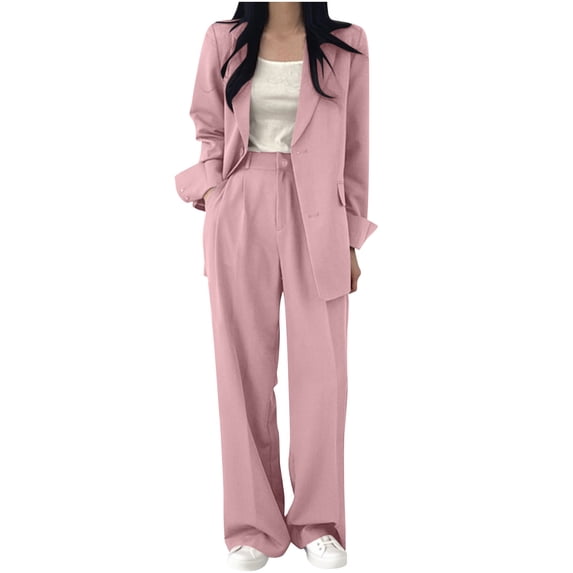 CHUMUD Formal Womens Suits 2 Piece Set Business Casual Blazer Jacket Wide Leg Dress Pants Suits Professional Work Office Outfits Matching Set