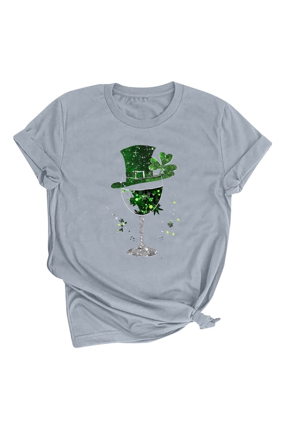 Funny Lucky St Patrick's Day Shirt for Women Irish Shamrock Paddy's Day T-Shirt Casual Crewneck Short Sleeve Tees