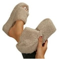 thumbnail image 1 of CHUMUD Fuzzy Open Toe Platform Slippers for Women Fluffy Cozy Indoor Outdoor Slip-On House Shoes, 1 of 9