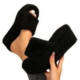 thumbnail image 1 of CHUMUD Fuzzy Open Toe Platform Slippers for Women Fluffy Cozy Indoor Outdoor Slip-On House Shoes, 1 of 8