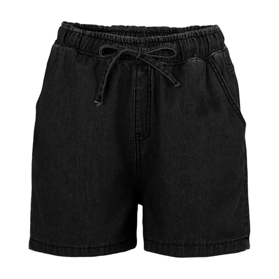 CHUMUD Jeans Shorts for Women Stretchy Mid Rise Trendy Denim Shorts Drawstring Regular Shorts
